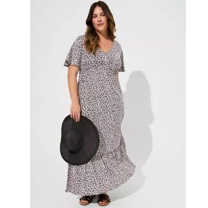Torrid Maxi Cotton Slub Babydoll Leopard Beach Dress 3X